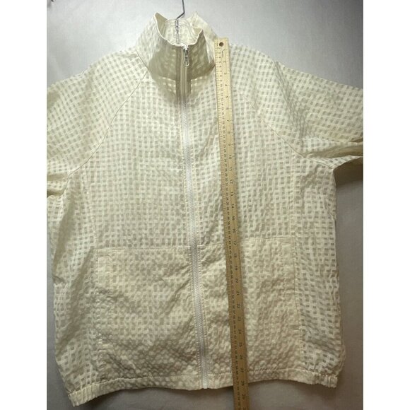 Fabletics Cleo Lightweight Sheer Cream Grid Gingham Windbreaker Jacket Women's L - Picture 9 of 9